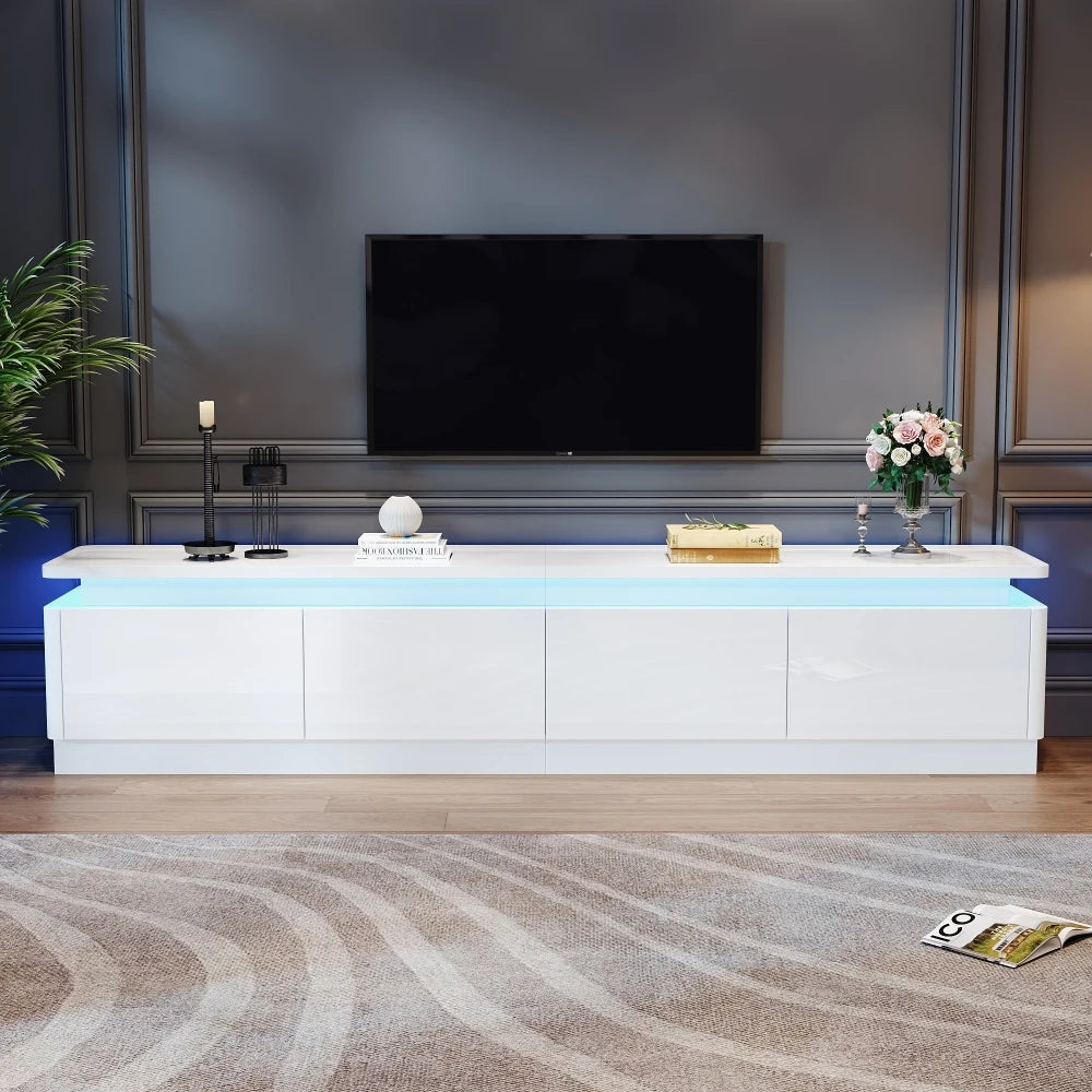 TV Meubel – TV Kast – TV Dressoir – TV Meubels – TV Stand – 180x34x40 cm – 4 Lades – LED Verlichting – Hoogglans – Geschikt voor 80 Inch TV