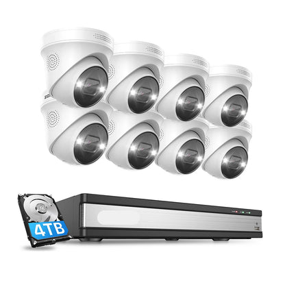 Beveiligingscamera Set – Camerabewaking – Bewakingscamera – CCTV Systeem – Beveiligingssysteem – 16 Kanalen Met 8 Camera’s – AI Persoon Voertuig Detectie – 5MP HDR Beeldkwaliteit