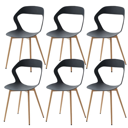 Set van 6 Eetkamerstoelen – Stoelen – Zithoekstoelen – Vergaderstoelen – Make-up Stoelen – Zwarte kunststof zitting – Stevige metalen poten