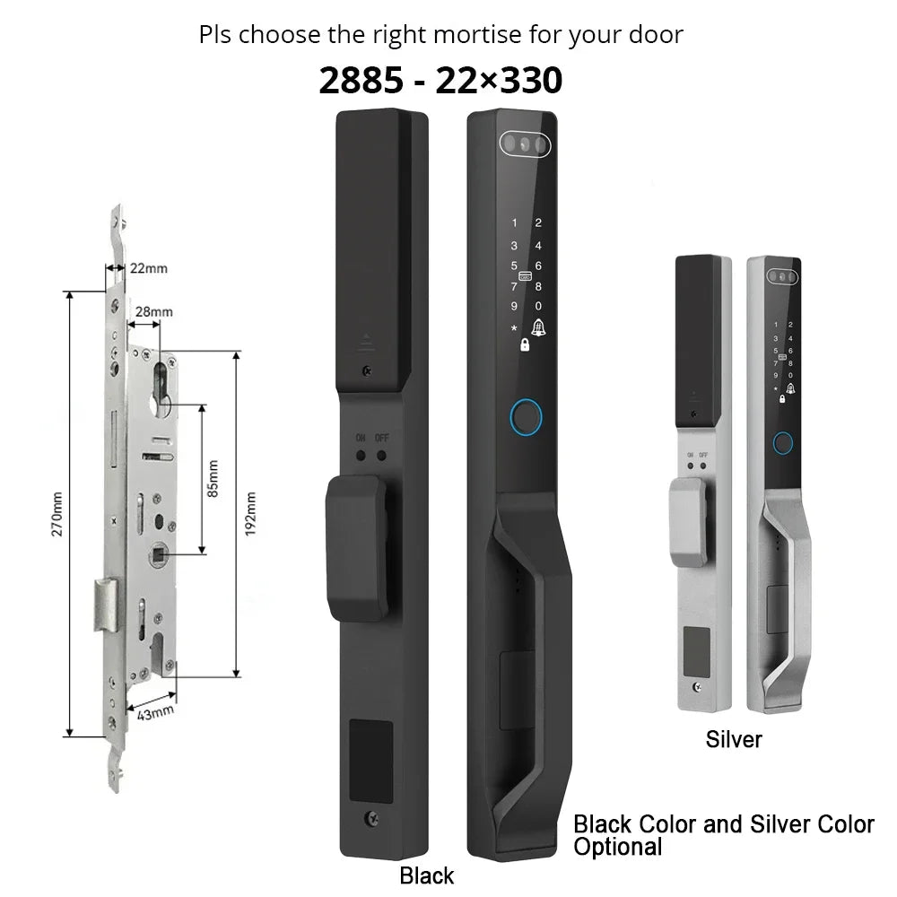 For Euro Mortise of 85/92 3D Face Recognition Smart Door Lock Tuya App Control IP68 Waterpoof Wifi Eletric Digital Smart Lock - QUORE