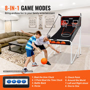 Basketbal - Arcade - Basketbalring - Opvouwbare basketbal Arcade - 2 speler - 80x54x81 inch - Dual Shot Sport - met 4 ballen 8 spelmodi voor kind Volwassene