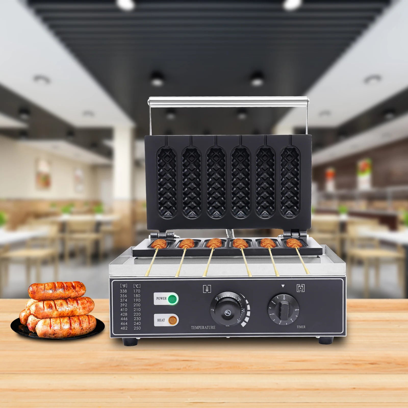 1500W Commercial 6pcs Waffle Maker Hot Dog Machine DIY food Making Machine - QUORE