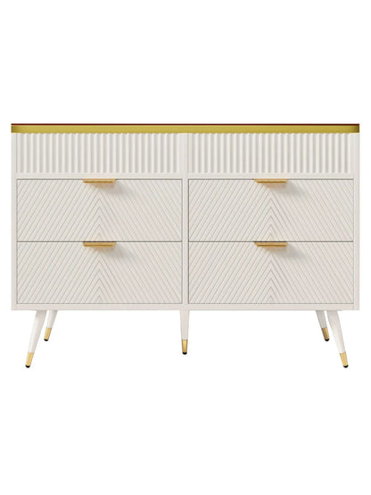 Kast Met 6 Laden – Opbergkast – Ladenkast – Meubelstuk – Modern Design – Amberkleurig Glasfront – Anti-Kantelmechanisme