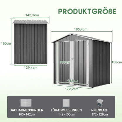 Stalen Tuinopslag – Fietsstalling – Tuinschuurtje – Opslagbox – Weerbestendige Stalling – 154x83x180 cm – Waterdicht Met Vloerfundering En Slot