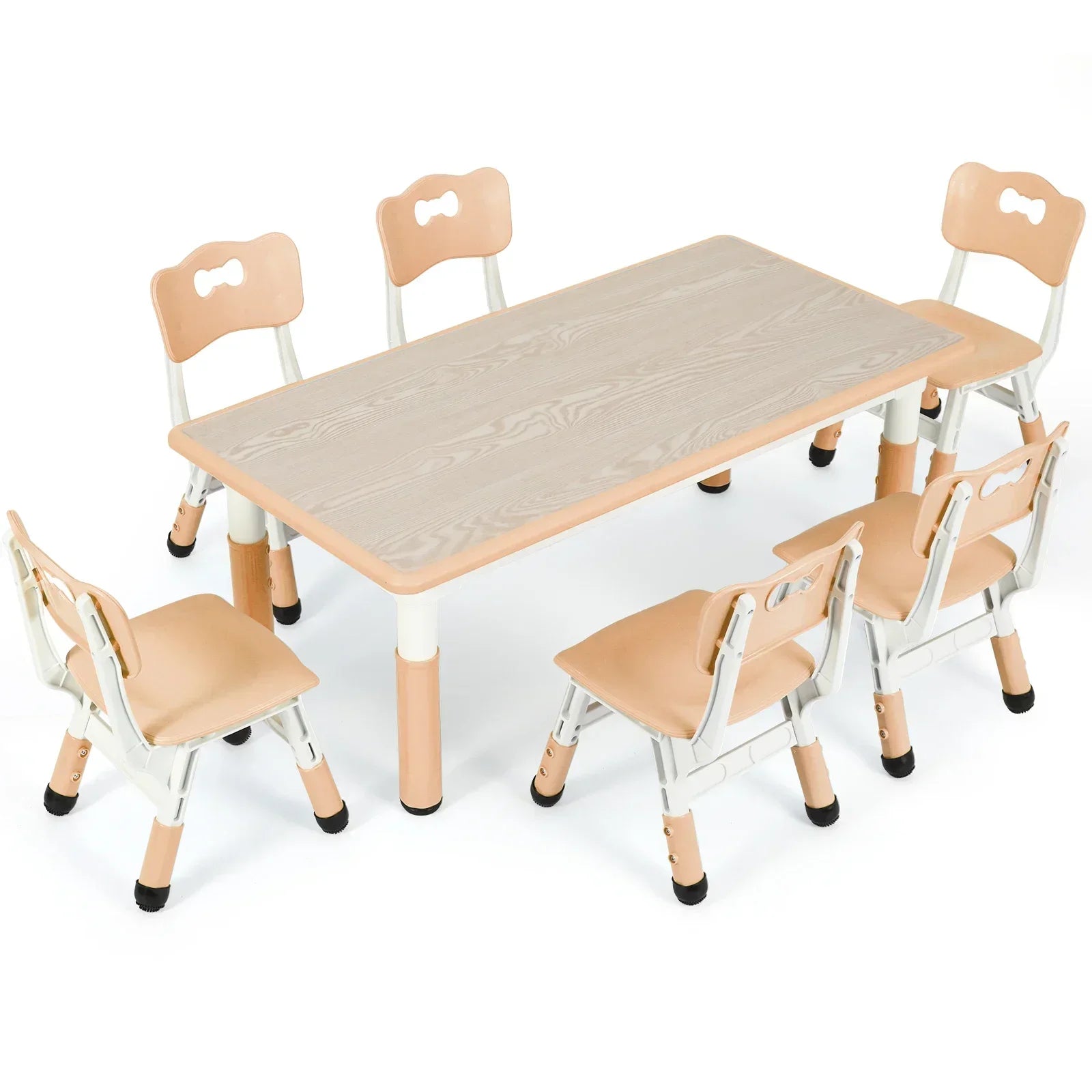 Kindermeubelset – Kindertafel – Kinderstoelenset – Speeltafel Kinder – Kinder Bureau – Verstelbare Hoogte – Duurzaam PVC & Plastic Hout - Geel - QUORE