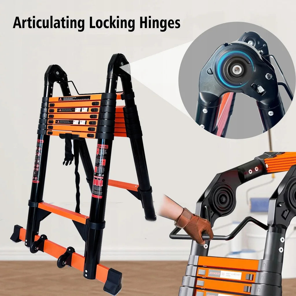 Uitschuifbare Ladder – Telescopische Ladder – Multifunctionele Ladder – Inklapbare Ladder – Verstelbare Ladder – Carbon Staal – 150 Kg Draagkracht - QUORE
