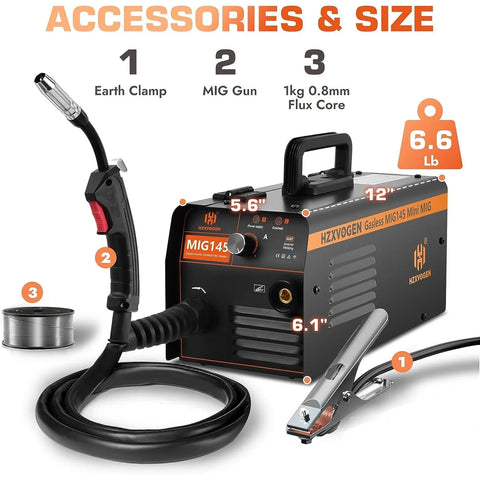 Hzxvogen - Welding Machine - Electric Welding Machine - Mig Welding Machine - Without Gas - MIG145 - Iron Soldering - Portable Electric Welder For Metal - Black
