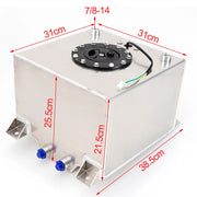 Fuel Jerrycan - 20 Liters - Petrol or Diesel - with Spout and Bleed Nipple - Fuel Tank - Universal Oil Box - with Anti-slip Foam - for Trams and Trucks - Silver