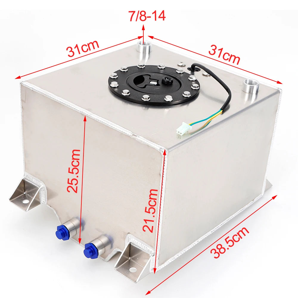 Silver 5 Gallon 20L Aluminum Fuel Tank Universal Oil Box with Anti-slip Foam for Streetcars and Trucks
