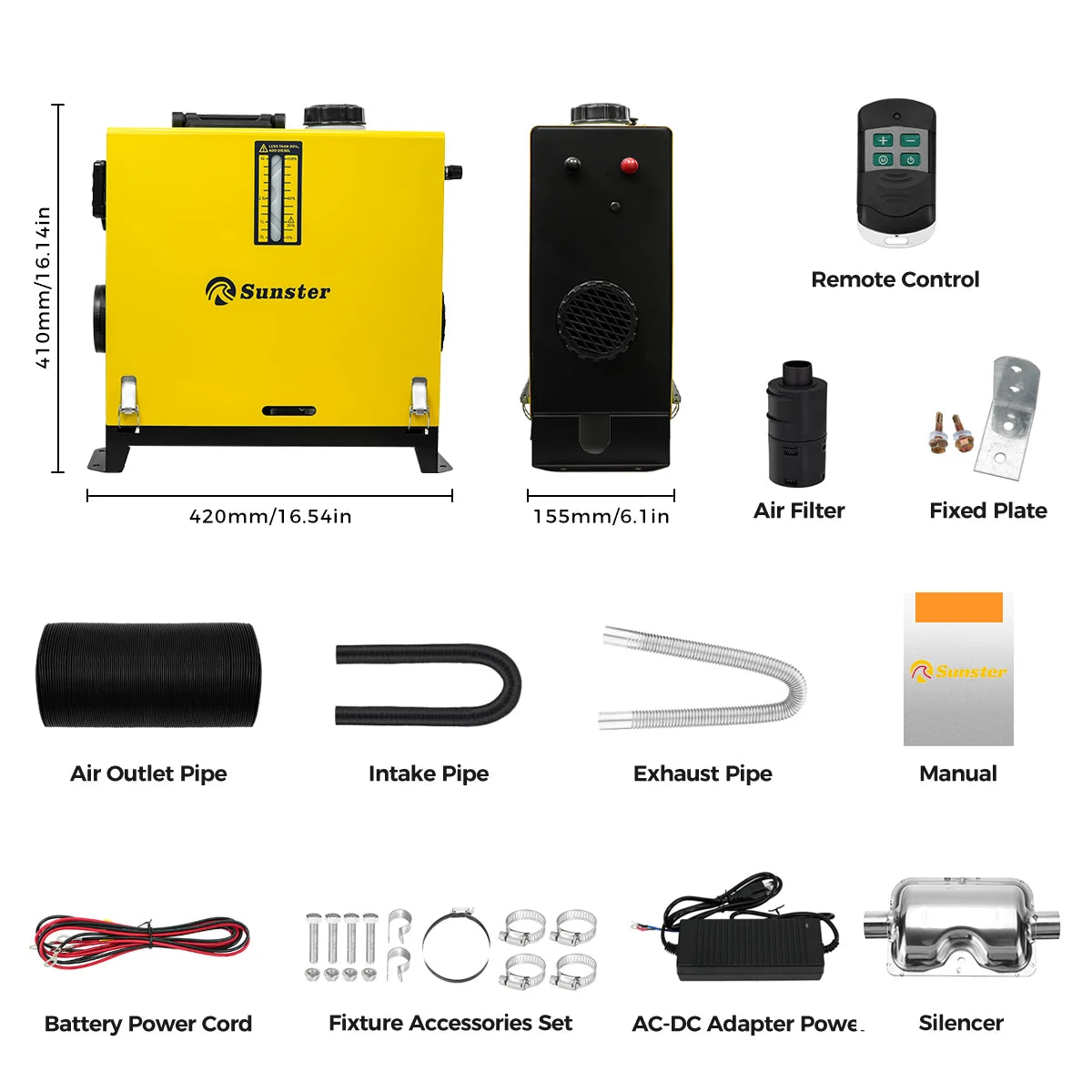 Diesel Luchtverwarmer – Diesel Kachel – Parkeerverwarming – Voertuigverwarmer – 8 kW Warmtecapaciteit – LCD Display & Draadloze Afstandsbediening – 12V/24V/220V Variante - QUORE