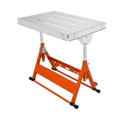 Lastafel - Mobiele Werkbank - Draagbare Werkbank - Opvouwbare - Stalen Tafelblad - met 3 Kantelbare Hoeken - 77 x 57 x 84 cm - Zilver & Oranje