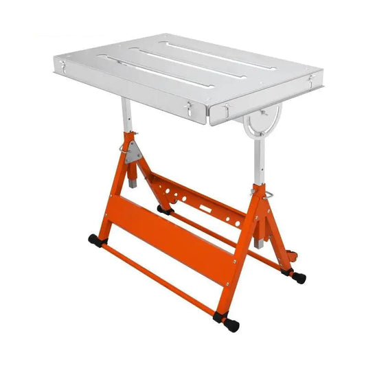 Lastafel - Mobiele Werkbank - Draagbare Werkbank - Opvouwbare - Stalen Tafelblad - met 3 Kantelbare Hoeken - 77 x 57 x 84 cm - Zilver & Oranje