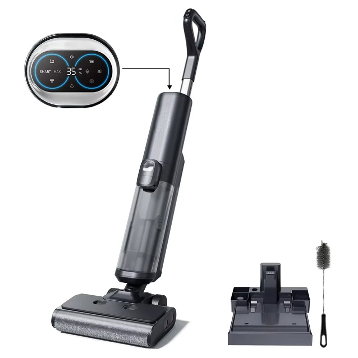 Draadloze Stofzuigers - Stofzuiger - Natte & Droge - Vacuum Cleaner - 380 RPM - 2500mAh-Batterij - 35 min Lopend - 1L Schone Watertank - met Zuigstofzuiger - Dweil - Wasfunctie - Grijs