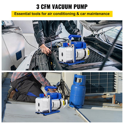 Vacuümpomp - Koelmiddel Vacuümpomp - Koelmiddel Gereedschap - 3CFM - enkeltraps HVAC - voor huishoudelijke airco reiniging - Auto Reparatie Vacuümpomp - Blauw