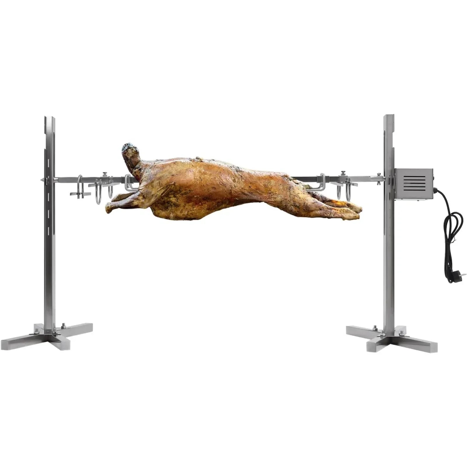 BBQ Draaibaar Rooster – Roterend Grillrooster – Elektrisch Spiesrooster – BBQ Grillspies – RVS Barbecue Rooster – Verstelbare Hoogte – Hittebestendig & Duurzaam - QUORE