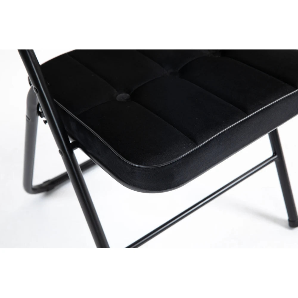Klapstoel – Vouwstoel – Campingstoel – Opvouwbare Stoel – Eettafelstoel – Roestvrijstalen Frame – Fluwelen Bekleding