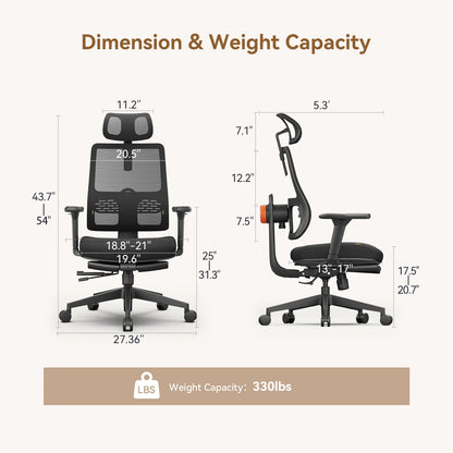 NEWTRAL MagicH-BP Ergonomic Chair with Footrest Auto-Following Backrest Adaptive Lower Back Support Adjustable Armrest Headrest