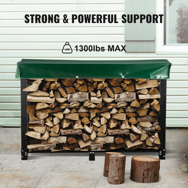 Firewood Rack - Firewood Rack - Indoor Wood Storage - Wood Storage - Wood Rack - Indoor Firewood Rack - Firewood Storage - Firewood Rack - Outdoor Firewood Rack - 8ft - Steel Stand - 1300 lbs Firewood Log Holder - Black