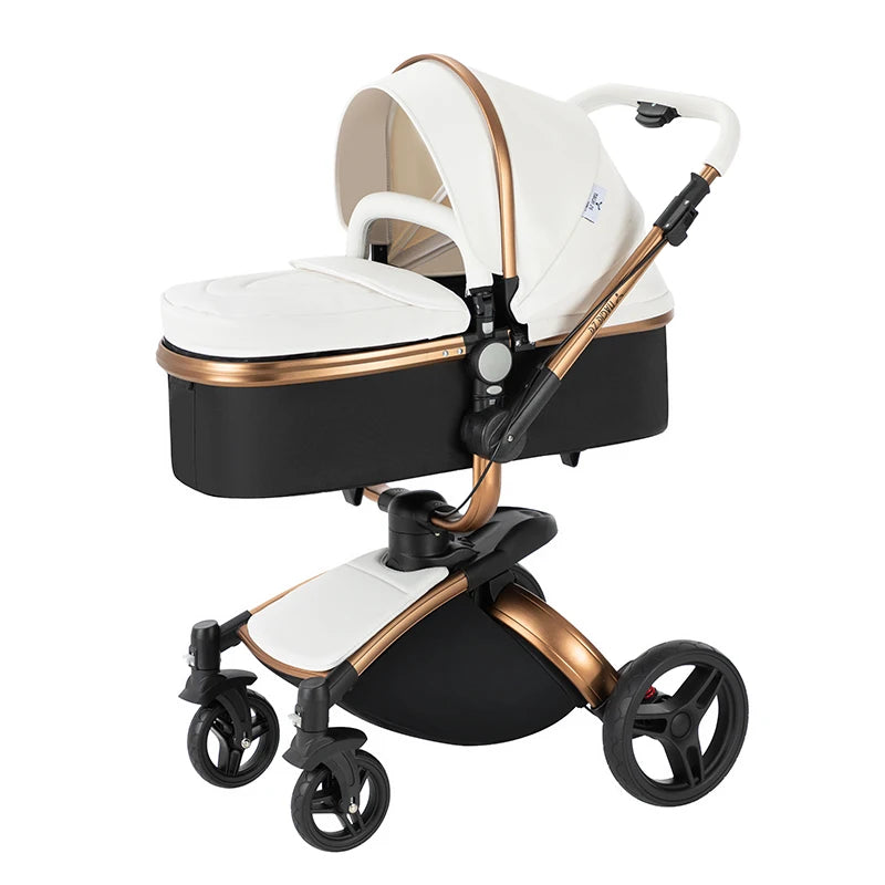 Babywagen - Buggy - Inklapbare Buggy - Opvouwbare Buggy - Inklapbare Buggy New Born - 3 in 1 -BabyWalker- Lichtgewicht Ba voor Pasgeboren Baby - Wit