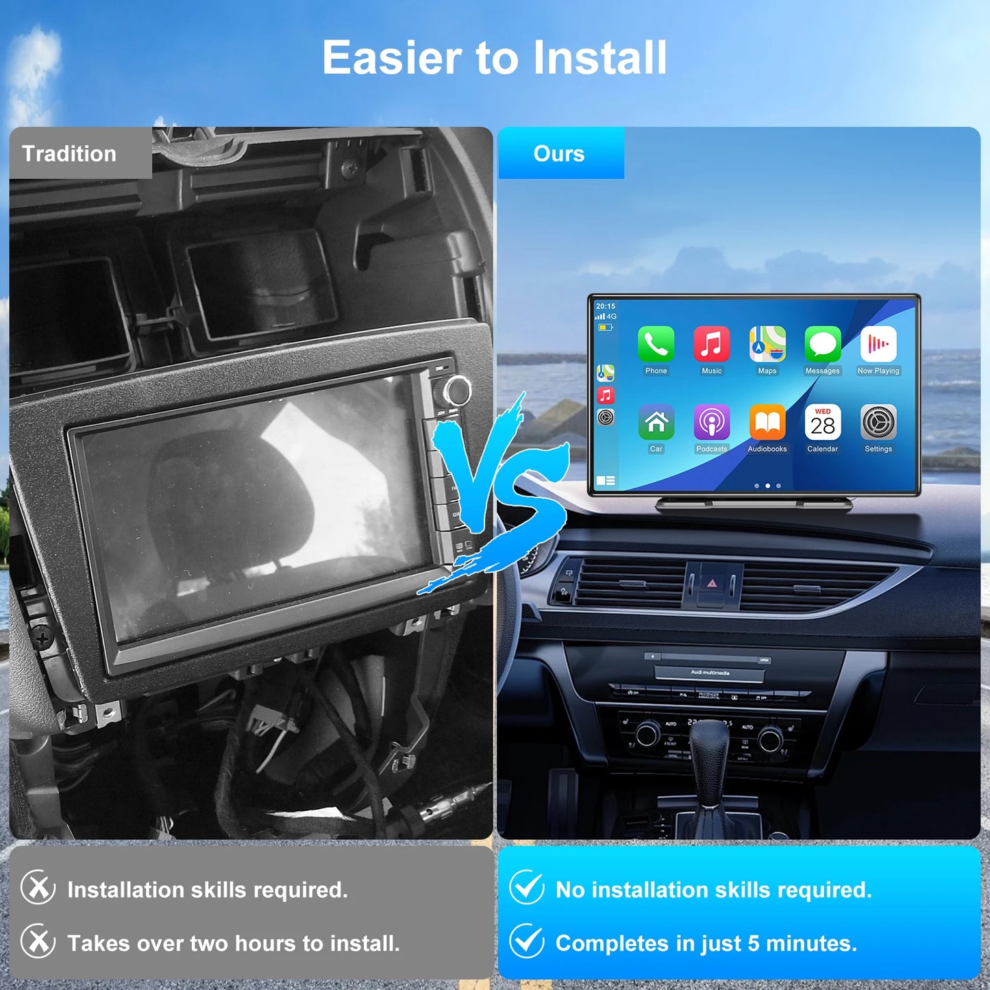 Navigatiesysteem Auto - Dashcam voor auto - GPS Navigatie - Draadloze - 2.5K DVR - Bluetooth Audio - ADAS Systeem - 9" - Achteruitrijcamera - Spraakbesturing
