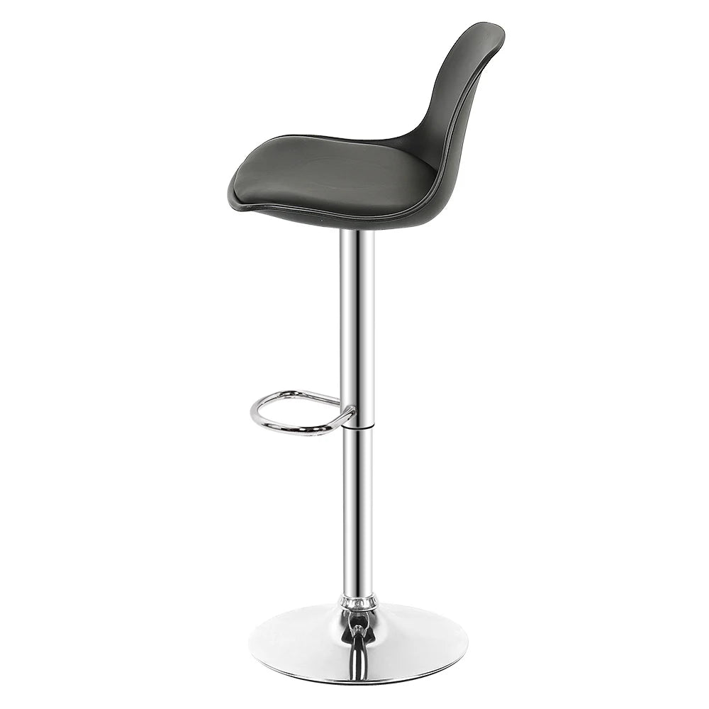 Barstoel – Barkruk – Keukenstoel – Barstoel Set – Bistrostoel – Verstelbare Zithoogte – 360° Draaibaar Met Rugleuning – Set Van 4 – Donkergrijs - QUORE