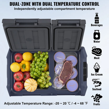 SucceBuy Car Refrigerator 12 Volt Car Refrigerator Fridge 40 L Dual Zone  -4℉-68℉12/24V DC  100-240V AC for Outdoor Camping RV