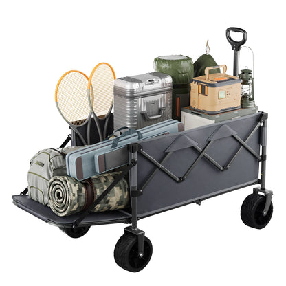 Bolderkar - Transportkar - Handkar - Bolderkar Opvouwbaar - Bolderwagen - met Achterdeur en Wielen - Bolderkarren - Tuinkar - voor Picknick, Strand en Tuin - 200L Grote Capaciteit - Grijs