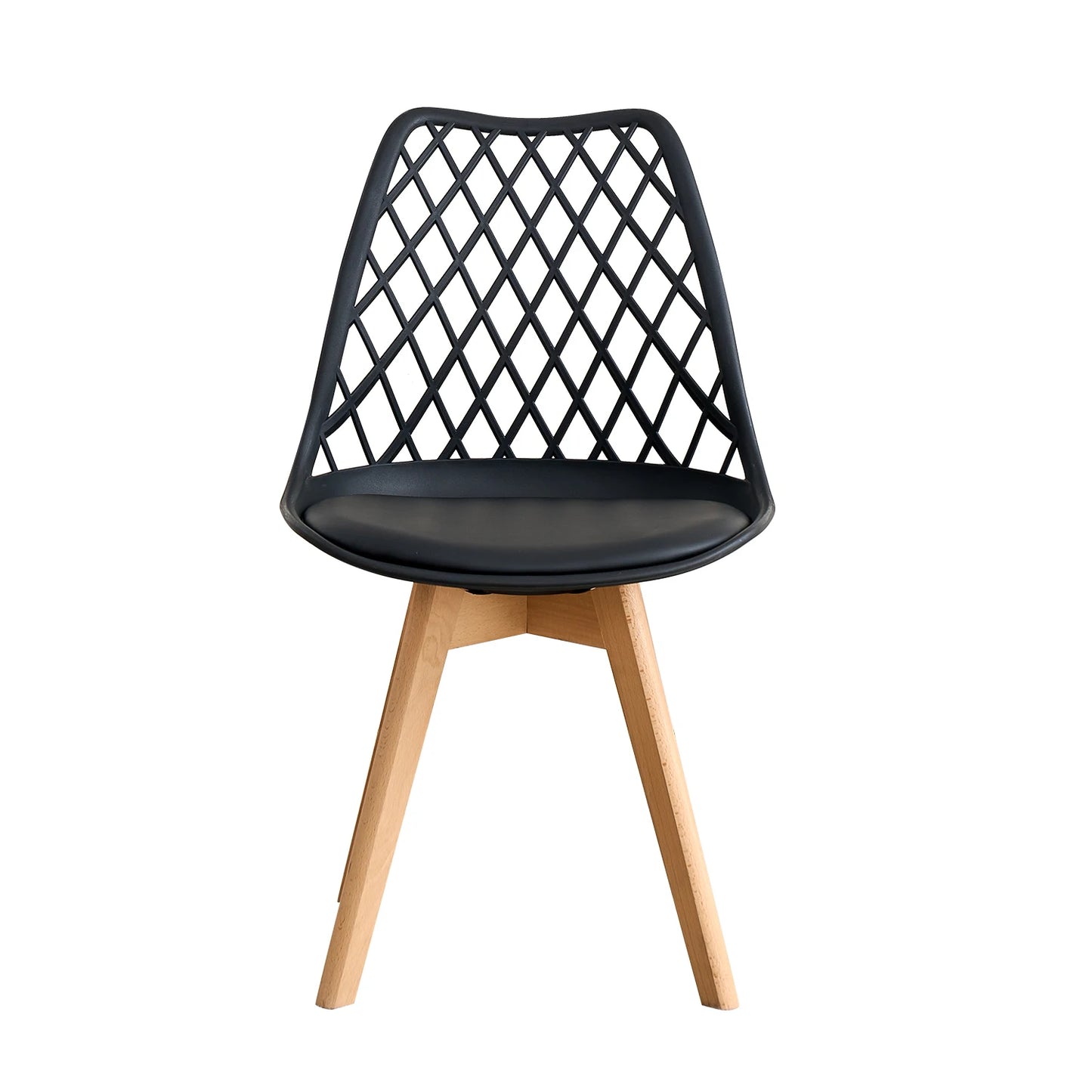 Set of 4 / 6 Modern Mesh Back Dining Chair with Solid Wood Legs and Upholstered Cushions, for Dining Room/Bedroom, Cafe Chair