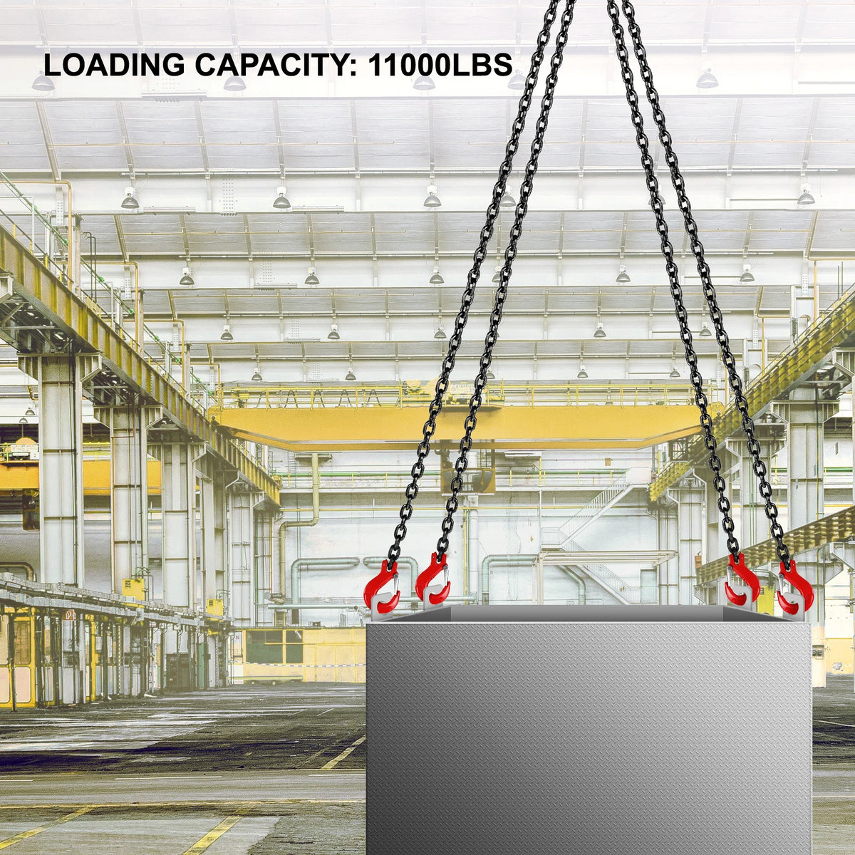 Hijsketting - Ketting - Stalen Ketting - Hijsbanden - Heft 5 Ton 4M - Met 4 Benen Haken en Versteller G80 Gelegeerd Staal