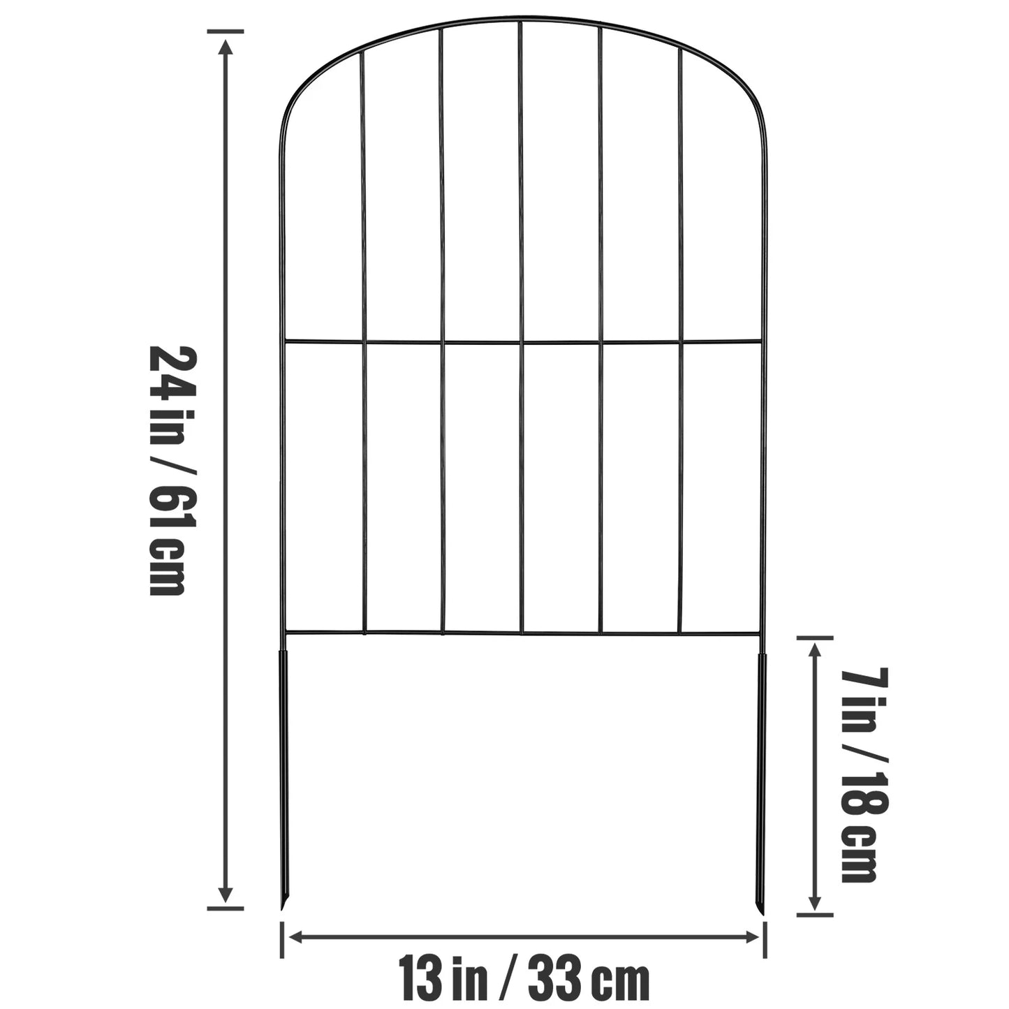 Tuinhek - Hek - Tuinhekken - Tuinpoort - Tuinhekjes Metaal - 24x13 in - Sierhekset zonder Graven – Dierenwerend, Decoratief en Ondergronds – Voor Tuin en Erf - 28-Delige