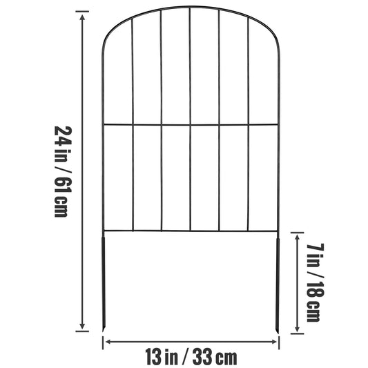 Tuinhek - Hek - Tuinhekken - Tuinpoort - Tuinhekjes Metaal - 24x13 in - Sierhekset zonder Graven – Dierenwerend, Decoratief en Ondergronds – Voor Tuin en Erf - 28-Delige