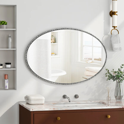 Ovale Wandspiegel – Muurspiegel – Badkamerspiegel – Slaapkamer Spiegel – Interieur Spiegel – Klassiek IJzeren Frame – Hoogwaardig Glas & MDF