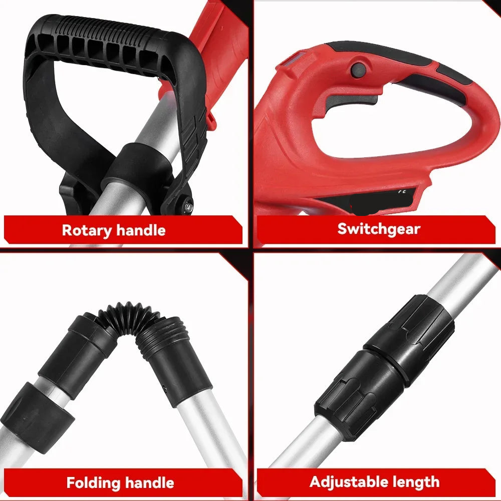 Grastrimmers - Met Accu - Draadloze - Snoeischaar - Onkruidborstel Electrisch - Snijder - 10 inch - 18V Batterij - 36000RPM - Tuingereedschap - Vouwbaar - Verstelbaar Handvat - Vouwbaar Ontwerp - 2 Accu