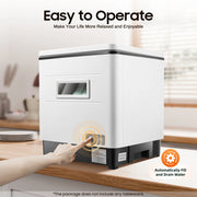 Vaatwasser - Vrijstaand - Slimme tafel-vaatwasser - Bestekmandje - voor thuiskeuken - Draagbaar - Aanrecht - Automatische vaatwasser - 220V - 1500W - Capaciteit 41-60L - Wit