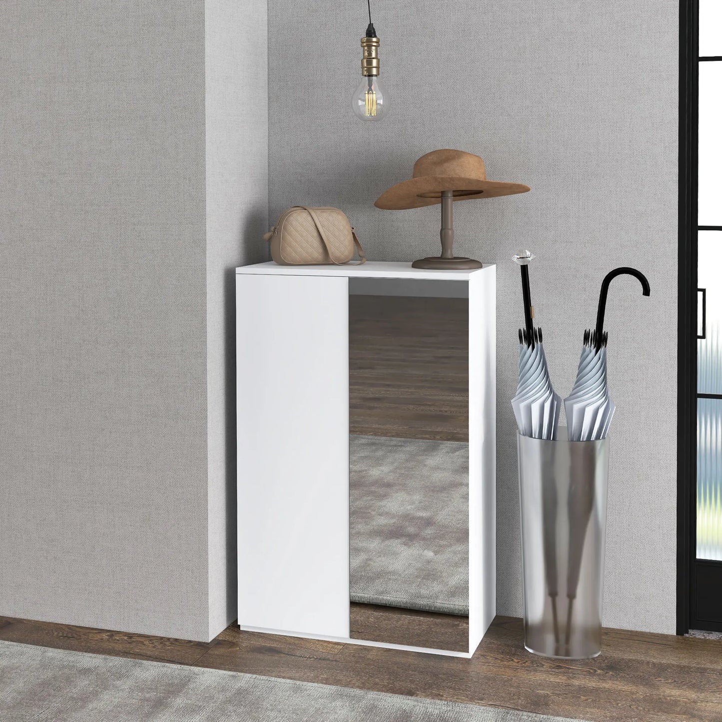 Schoenenkast – Schoenopberger – Schoenopslag – Schoenmeubel – Organisator – Melamine Hout – Vijf Verstelbare Planken - 60 x 32 x 95 cm - Wit