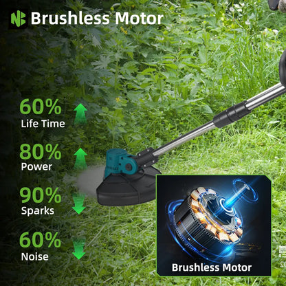 Handmaaier - Grasmaaier - Grastrimmer - Grasschaar - Grasmachine - 4000W - 9 Inch - Elektrische/Accu -  Borstelloze Grastrimmer met Digitaal Display – Krachtige Accu Tuinmaaier - 21V/18V Compatibel - Zonder Batterij