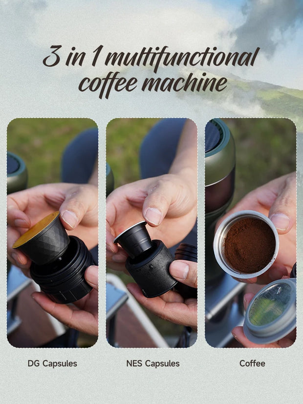 Koffiemachines - Koffiezetapparaat - Draagbare & Draadloze - Espresso Machine – Goed voor Auto & Camping – Geschikt voor Nespresso & Dolce Gusto Capsules - Groen