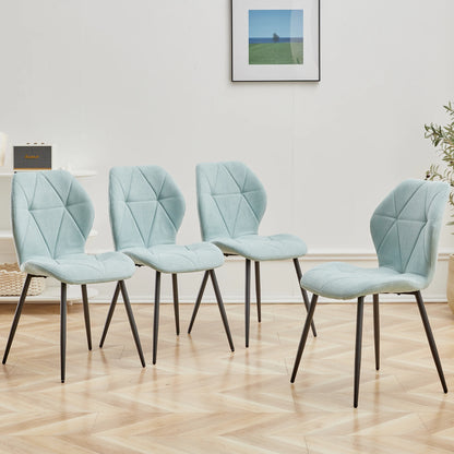 Eetkamerstoelen - Set van 4 - Gestoffeerde - Zachte Linnen - Fluwelen Zitting - Ergonomische - Metalen Poten - Comfortabel en Stijlvol - 42cm x 48cm x 86cm - Mint