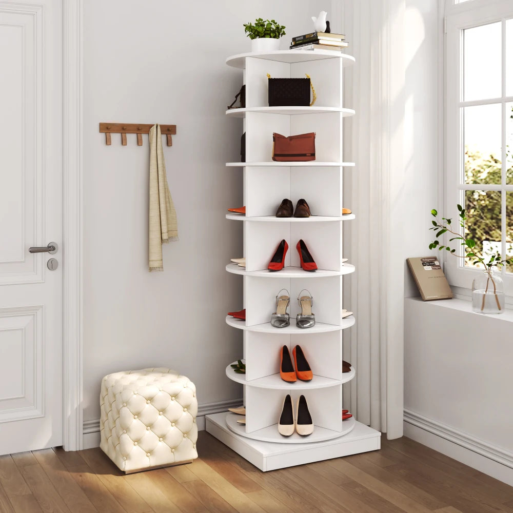 Schoenenkast – Schoenopberger – Schoenenrek – Schoenenkast Draaibaar – Schoenmeubel – 360° Draaimechanisme – Compact Formaat Wit