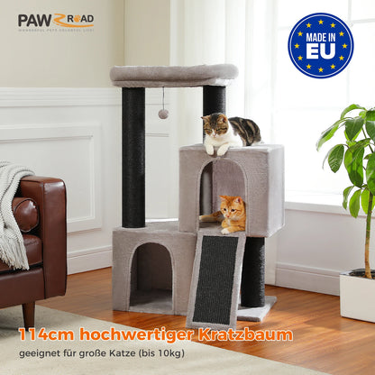 Tall Cat Tree with Condo Hammock Bed Large Cat Sisal Scratching Post for Indoor Multi-Level Cat Tower with Plush Perch Play Ball