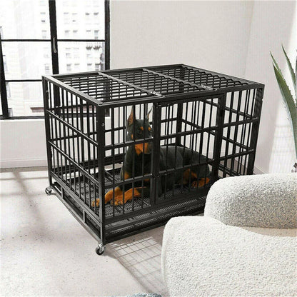 Hondenbench – Grote Hondenkennel – Stalen Bench – Ruime Dog Crate – Vierkante Metalen Buizen – Dubbele Veiligheidssloten – Uitneembare Bak - XL