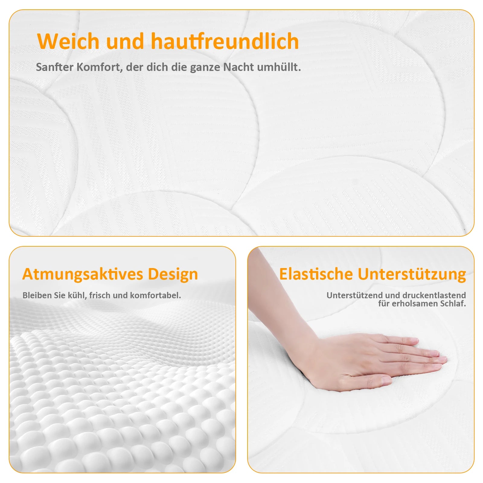 Pocket spring core mattress 22 cm - 7 zone mattress with comfort foam and stable support H4 - QUORE