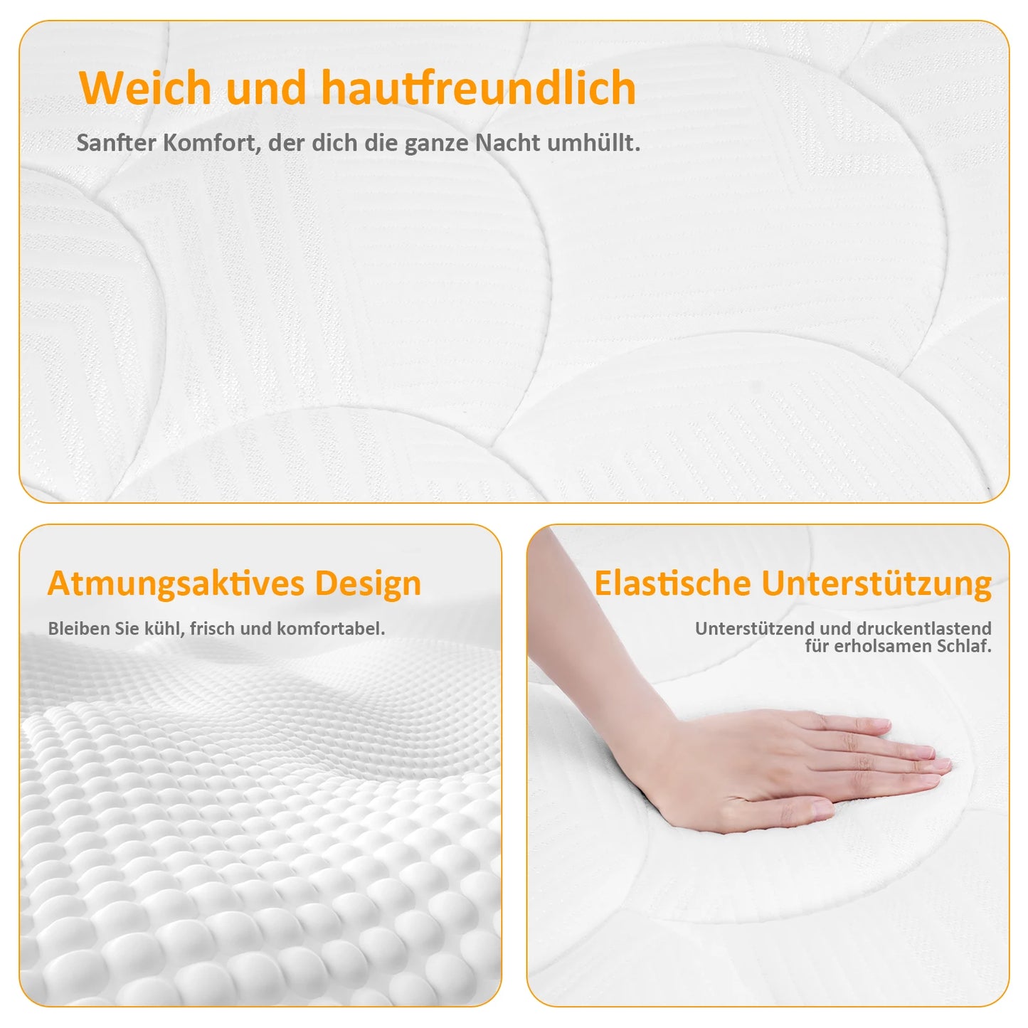 Pocket spring core mattress 22 cm - 7 zone mattress with comfort foam and stable support H4 - QUORE