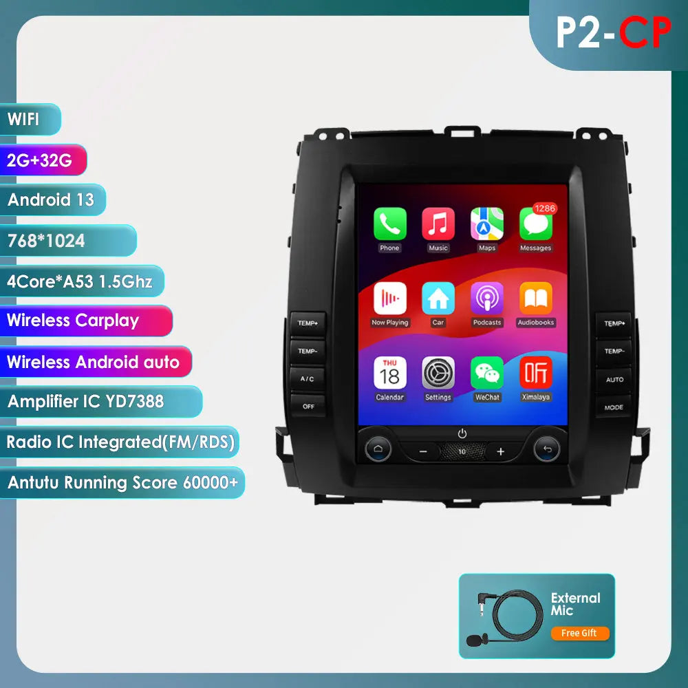 Multimedia Autoradio – Navigatiesysteem – GPS Stereo – Touchscreen Radio – 360° Camera Support – 9.7 Inch Scherm – Android 13 Systeem