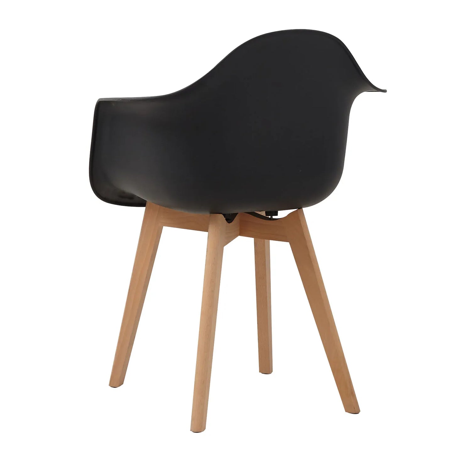 Eetkamerstoelen - Eetstoelen - Keukenstoelen - Set van 4 - Minimalistisch Retro Modern Stijl - met Rugleuning - Voor Keuken - Eetgedeelte - Kunstof Zitje - Beuken Poten - 43 x 47 x 81.5 cm - Zwart
