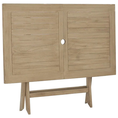 Tuintafel – Opvouwbare Tafel – Buiten Tafel – Balkon Tafel – Massief Teakhout – Weerbestendig – Parasolgat - 120 x 70 x 75cm -  Natuurlijk Grijs