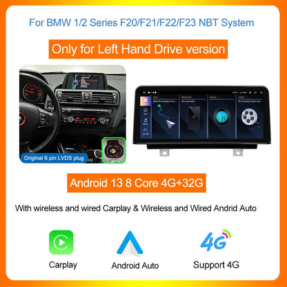 AUTOTOP 10.25" Android 13 Car Radio for BMW 1/2 Series F20 F21 F22 NBT Wireless Carplay Android Auto GPS Navi Multimedia Player - QUORE
