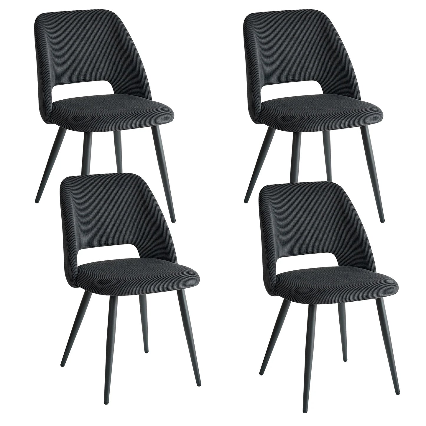 Set of 2/4/6 Stylish Corduroy Dining Chair - Soft Fabric Seat, Ergonomic Design, Suitable for Family Dining Space