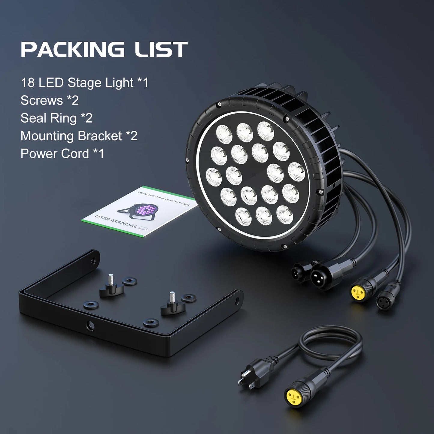 RGBW LED Par Light – RGB Parlamp – Podiumverlichting – DJ Licht – Showverlichting – IP65 Waterdicht Aluminium – 18x 10W LEDs met DMX512 en Master-Slave Functie – EU Plug 4PCS - QUORE