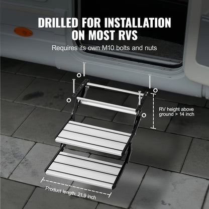 Campertrap – Instaptrede – Caravantrap – Kampeertrap – Vouwtrap – Aluminium & Staal – Anti-slip Treden – Draagvermogen 200 kg - QUORE
